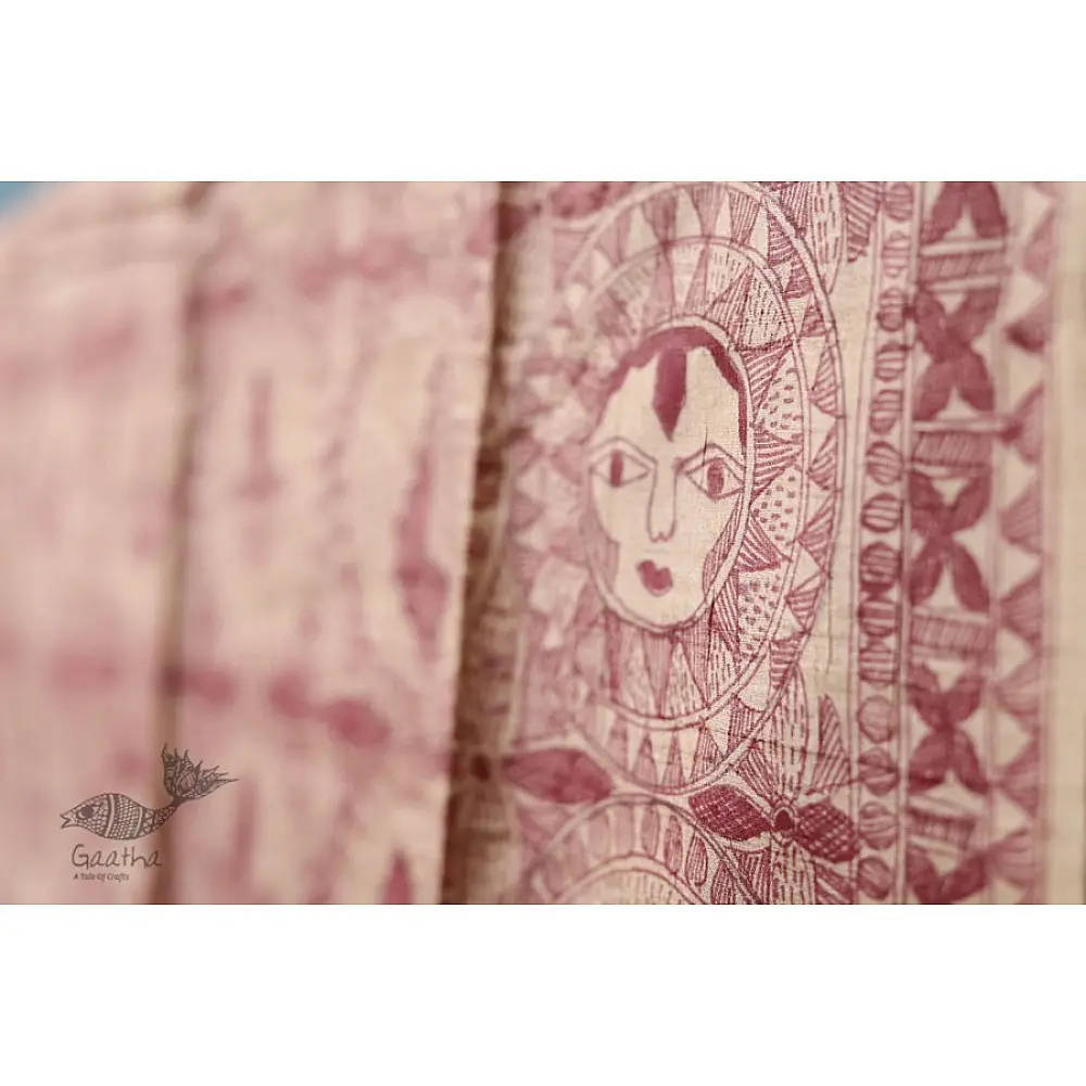 Madhubani ❁ Tussar Silk Hand Painted Dupatta ❁ 12