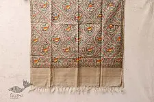 Madhubani ❁ Tussar Silk Hand Painted Dupatta ❁ 13