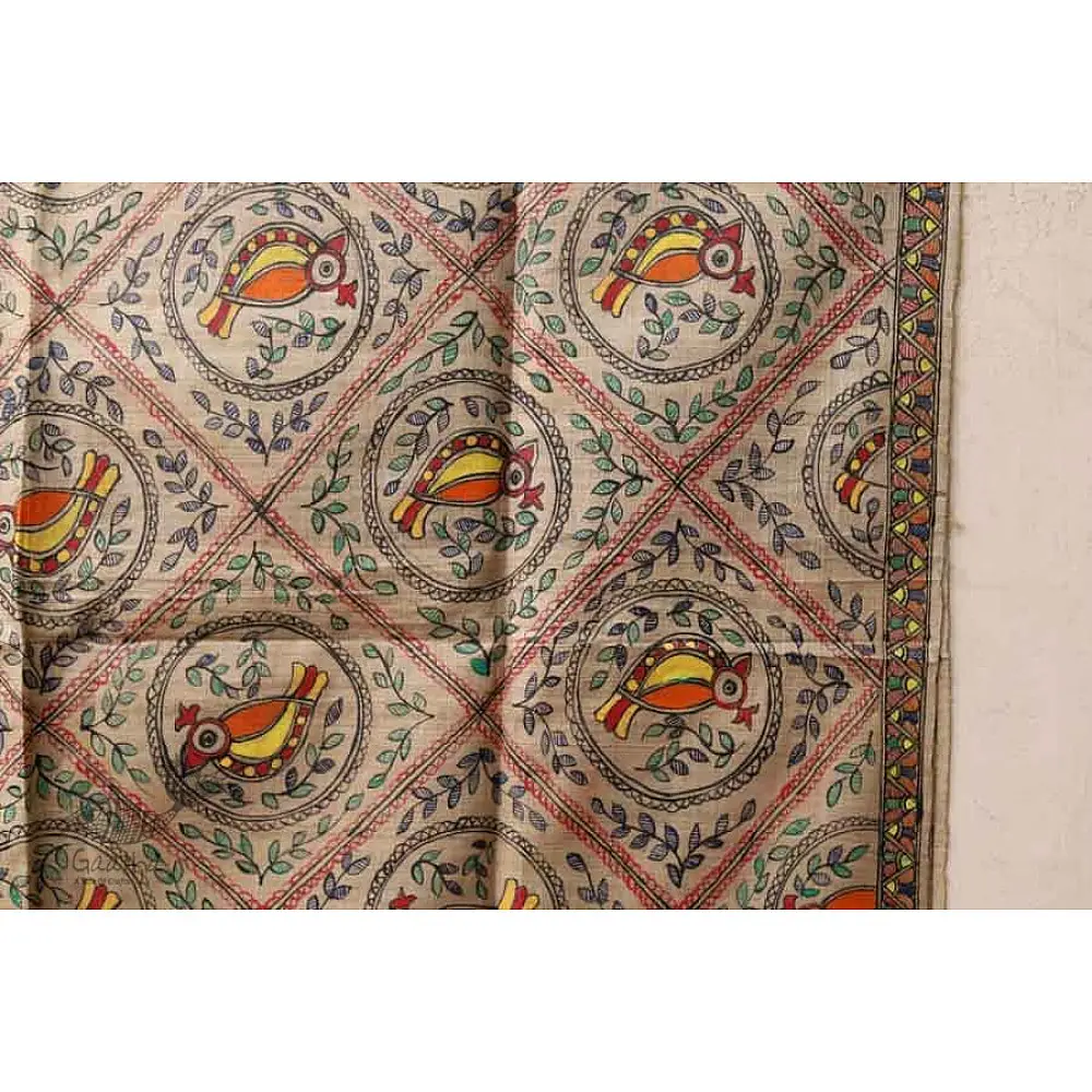 Madhubani ❁ Tussar Silk Hand Painted Dupatta ❁ 13