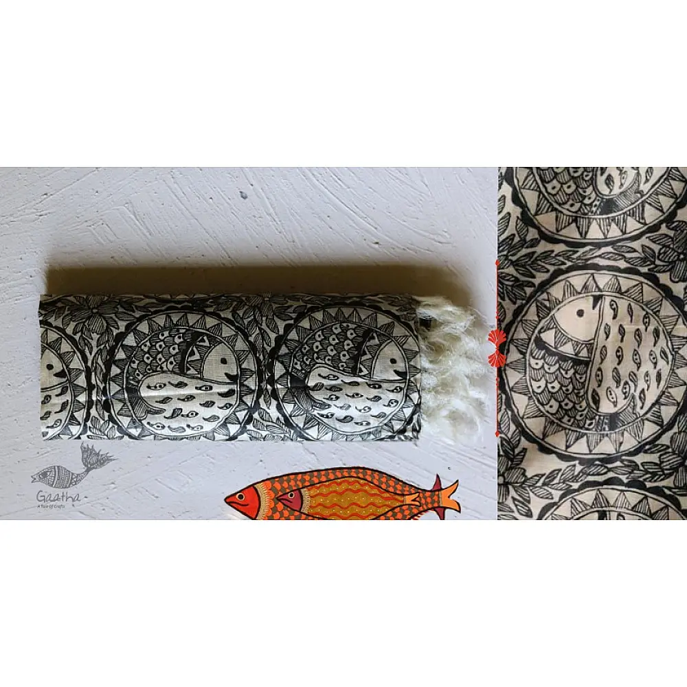 Madhubani ❁ Tussar Silk Hand Painted Dupatta ❁ 4