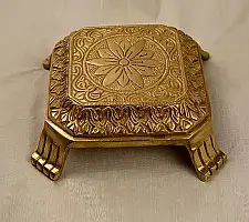 Ahar ❋ Brass . Solid Carving Bajot ( 1.5 KG) - Heavy And Solid Puja Chowki