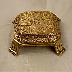 Ahar ❋ Brass . Solid Carving Bajot ( 1.5 KG) - Heavy And Solid Puja Chowki