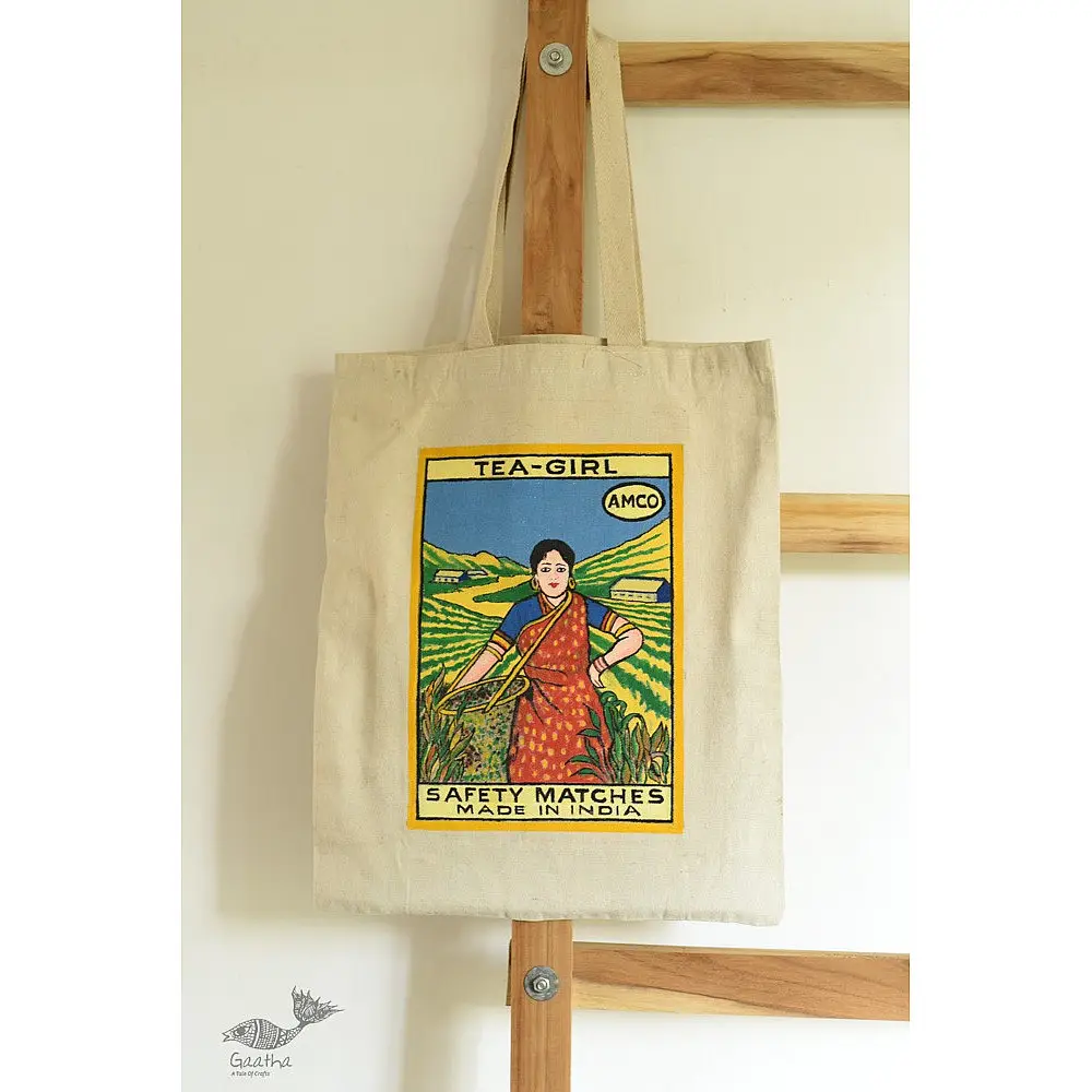 Hand Painted Canvas Bag ~ Tea Girl