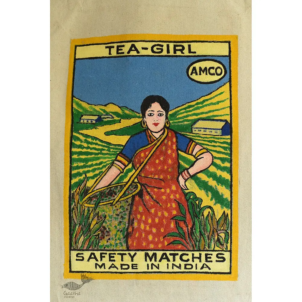 Hand Painted Canvas Bag ~ Tea Girl
