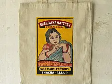 Carnival on Canvas | Matchbox Label Painted on Canvas Tote / Bag
