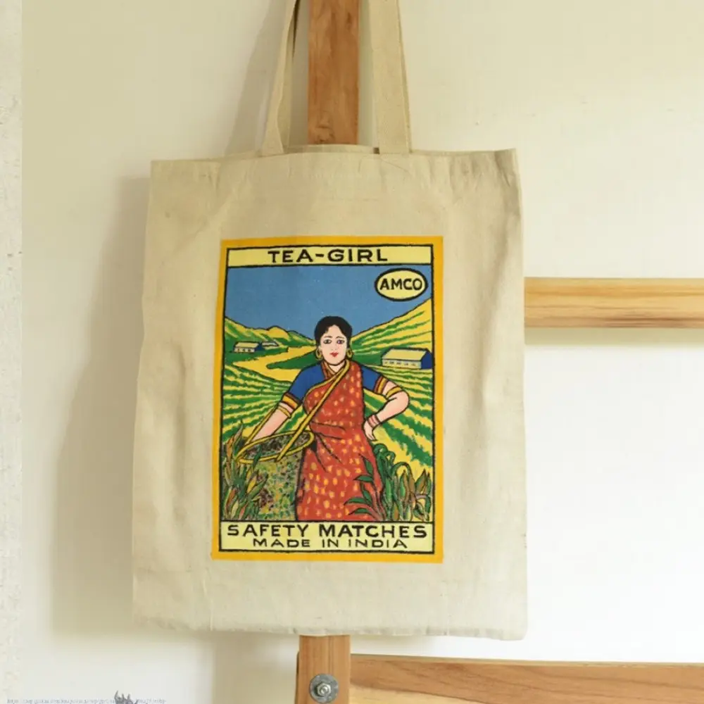 Hand Painted Canvas Bag ~ Tea Girl