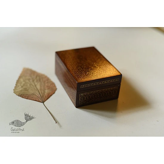 shop Tarkashi | Wood Inlay - Brass Tarkashi Box