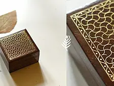 Tarkashi | Wooden Brass Inlay Box ( 3"x3"x2" )