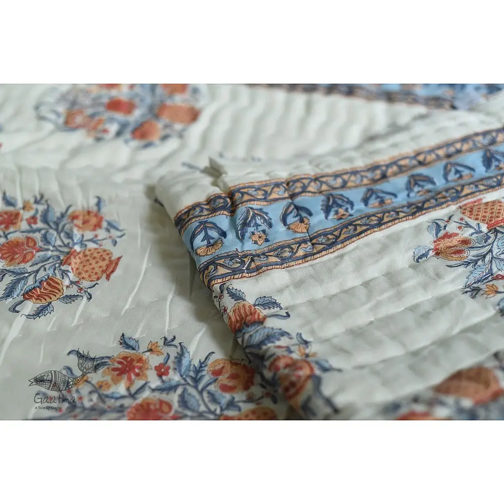 shop Cotton block printed Jaipuri Razai / Quilt - Double Bed