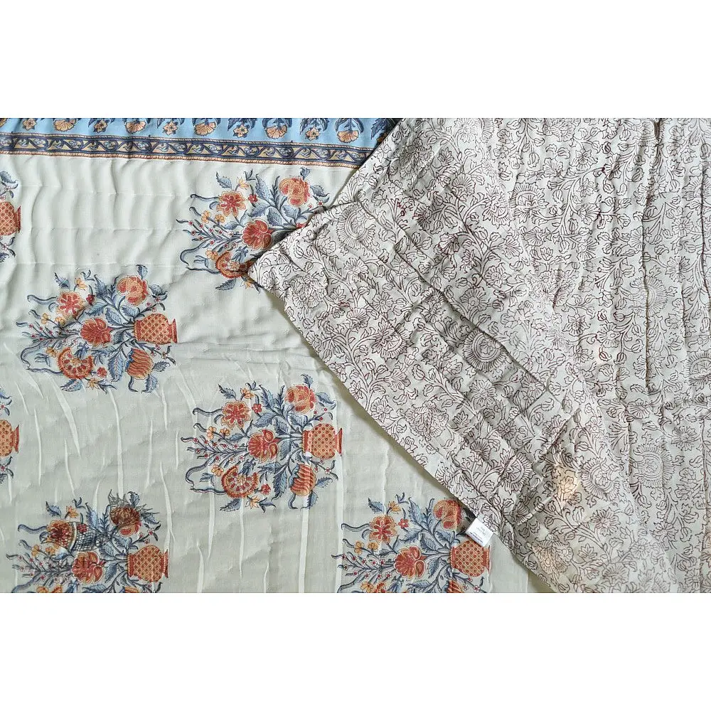 shop Cotton block printed Jaipuri Razai / Quilt - Double Bed