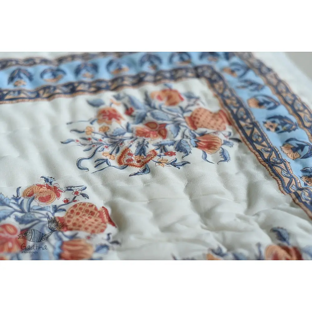 shop Cotton block printed Jaipuri Razai / Quilt - Double Bed