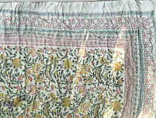 Thaat Baat | Sanganeri Jaipuri Reversible Razai / Quilt - Double Bed - Off White