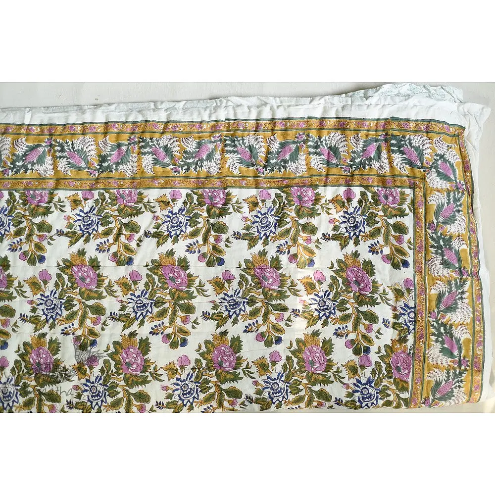 shop Jaipuri Razai / Quilt - Sanganeri Block Print Double Bed
