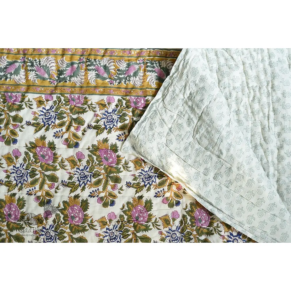 shop Jaipuri Razai / Quilt - Sanganeri Block Print Double Bed