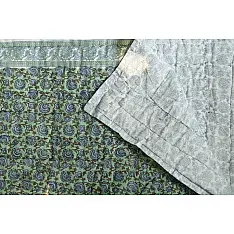 Thaat Baat | Sanganeri Jaipuri Razai - Light Weight Quilt (Double Bed) - Green Flower