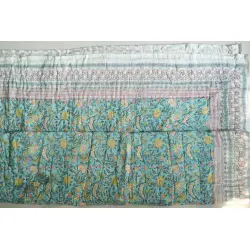 Thaat Baat | Sanganeri Jaipuri Razai - Light Weight Quilt (Double Bed) - Sea Blue Color