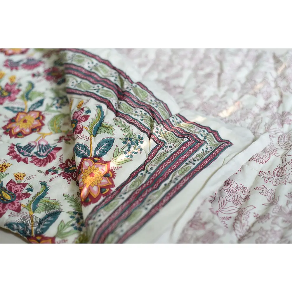 shop Sanganeri Jaipuri Razai Double Bed - Light Weight Quilt