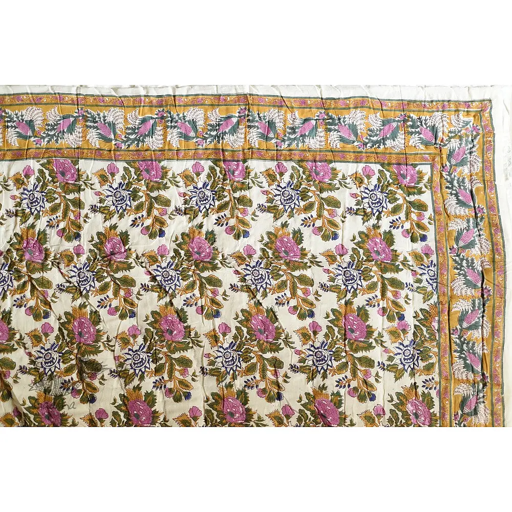 shop Jaipuri Razai / Quilt - Sanganeri Block Printed Single Bed