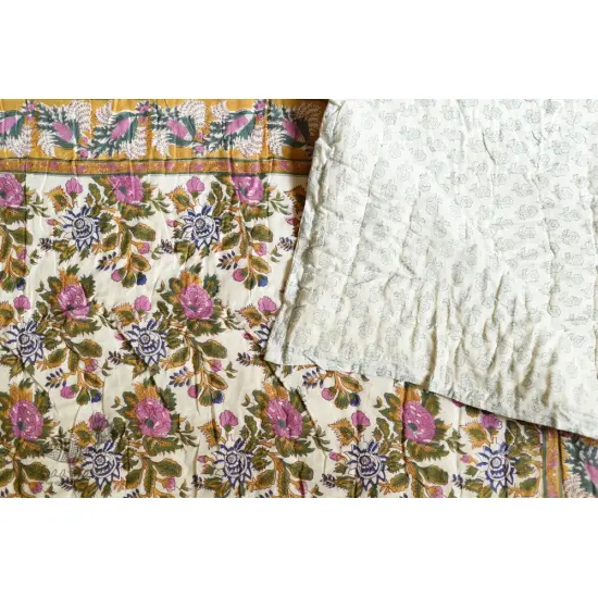 shop Jaipuri Razai / Quilt - Sanganeri Block Printed Single Bed