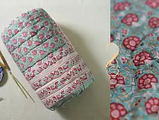 Thaat Baat | Sanganeri Jaipuri Razai Double Bed - Light Weight Quilt - Pink Flowers