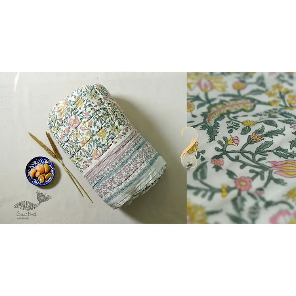shop Sanganeri Jaipuri Razai / Quilt - double Bed
