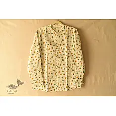 Summer Love | Sanganeri Block Printed - Cotton Full Sleeve Shirt - Off White