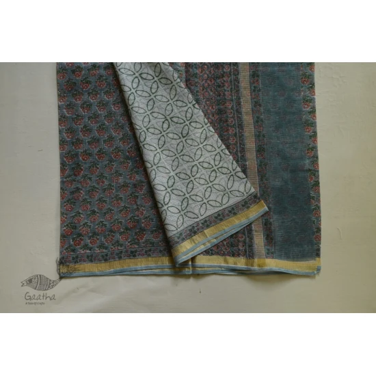 shop Kota Cotton Saree - Sanganeri Block Printed