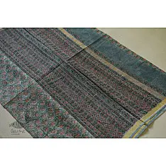 Kumudini . कुमुदिनी | Kota Cotton Saree - Sanganeri Block Printed - Bluish Grey Color