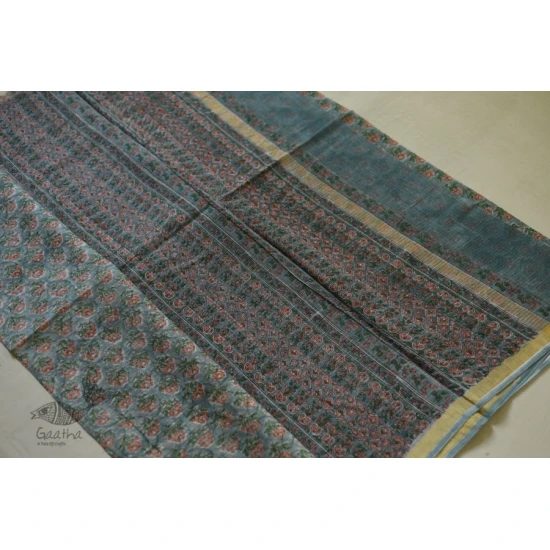 shop Kota Cotton Saree - Sanganeri Block Printed