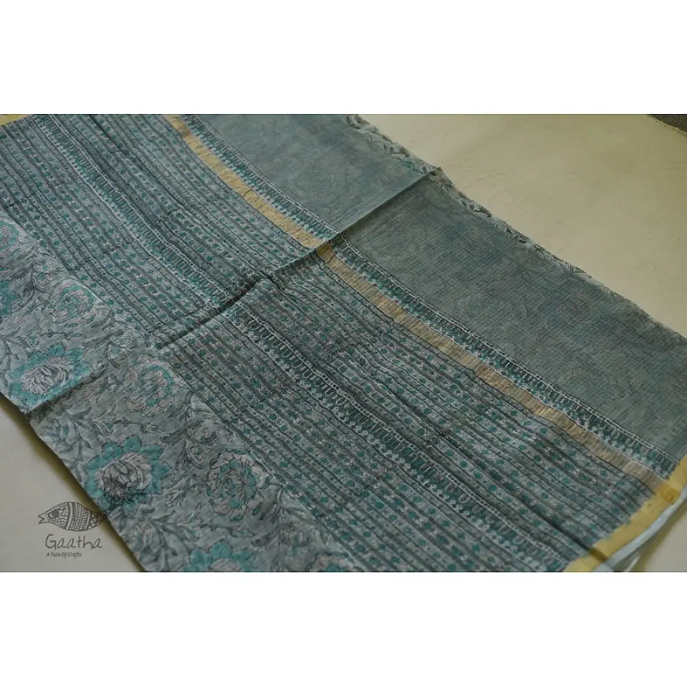 shop Kota Cotton Saree - Sanganeri Block Printed