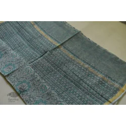 Kumudini . कुमुदिनी | Kota Cotton Saree - Sanganeri Block Printed - Light Blue