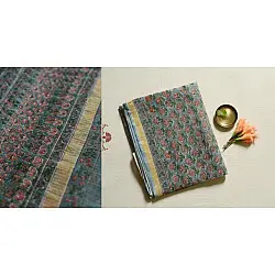 Kumudini . कुमुदिनी | Kota Cotton Saree - Sanganeri Block Printed - Bluish Grey Color