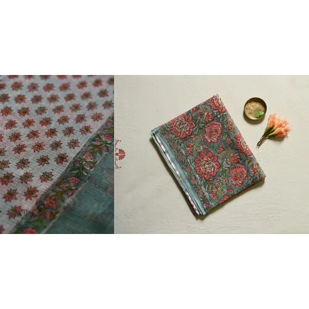 shop sanganeri block printed kota cotton saree