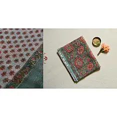 Kumudini . कुमुदिनी | Sanganeri Block Flower Prints - Kota Cotton Saree 