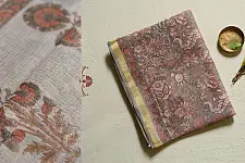 Kumudini . कुमुदिनी | Sanganeri Block Prints - Kota Cotton Saree  with Zari Border - P