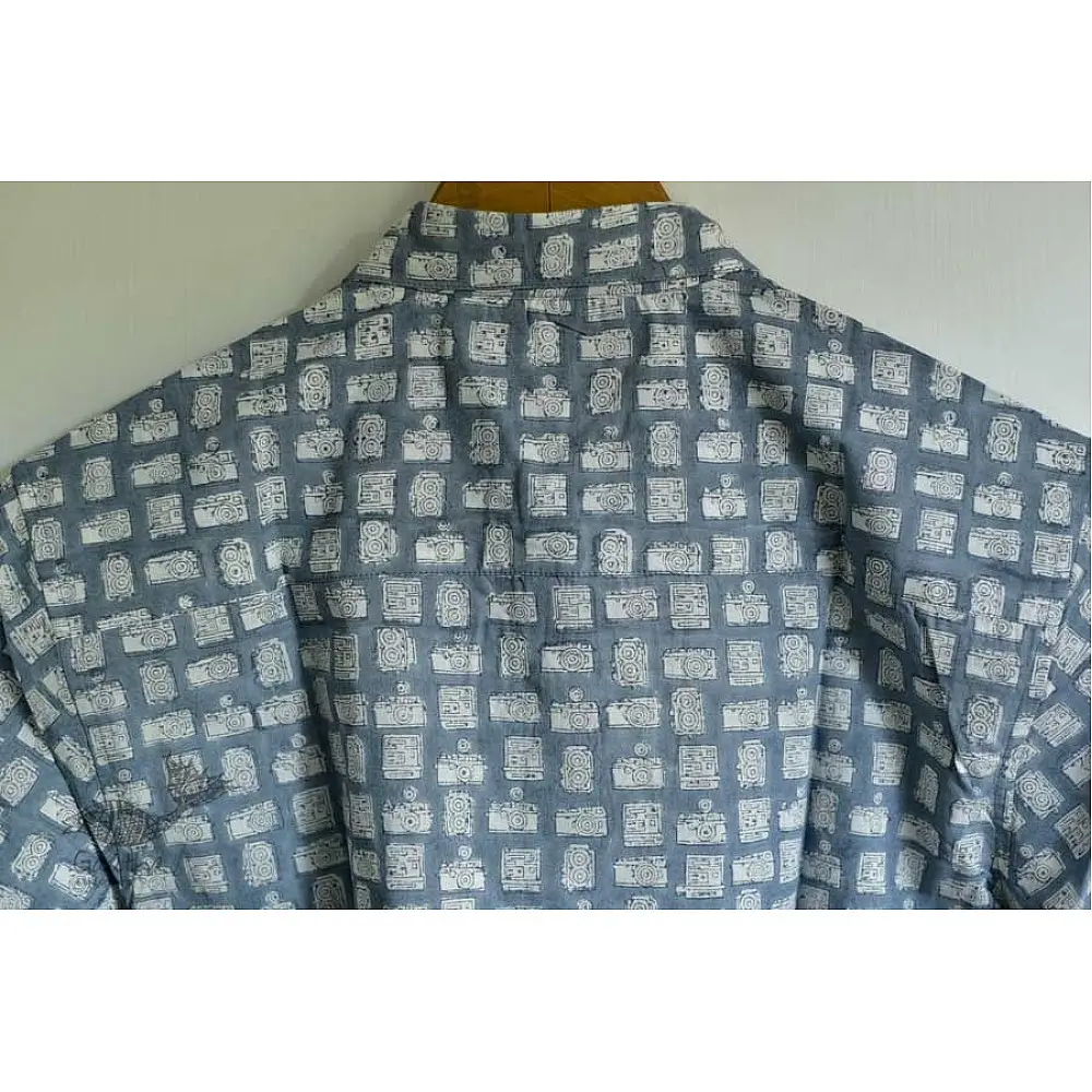 Sanganeri Cotton Half Sleeve Shirt Camera Design
