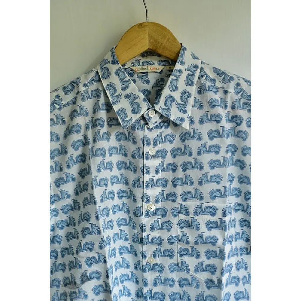 Sanganeri Cotton Half Sleeve Shirt | Scooter