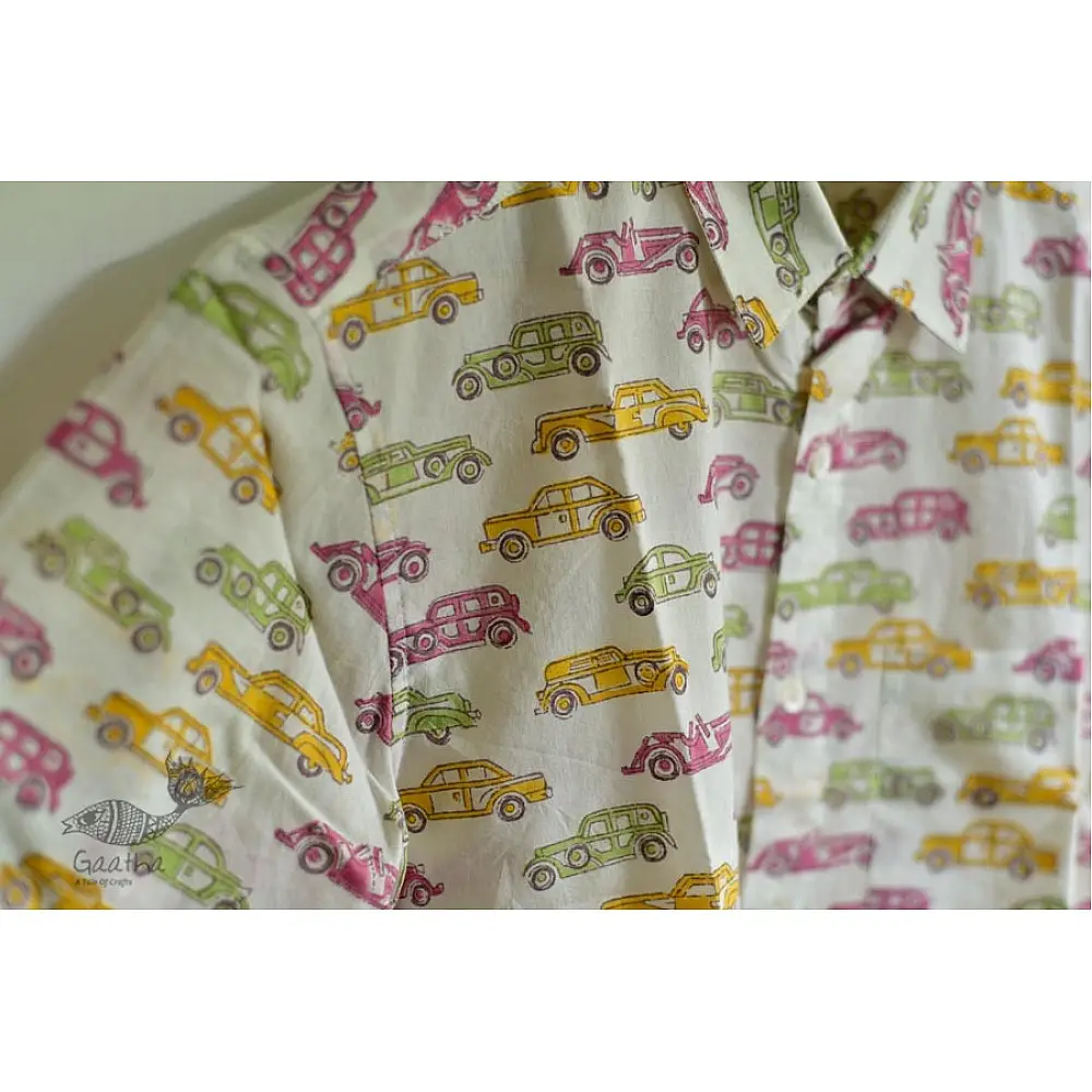 Vintage Car block Printed shirt  