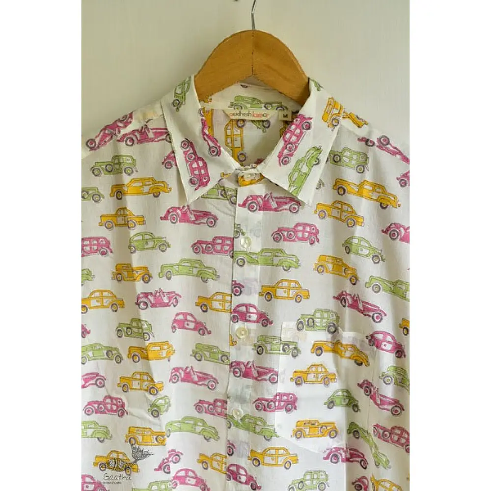 Vintage Car block Printed shirt  