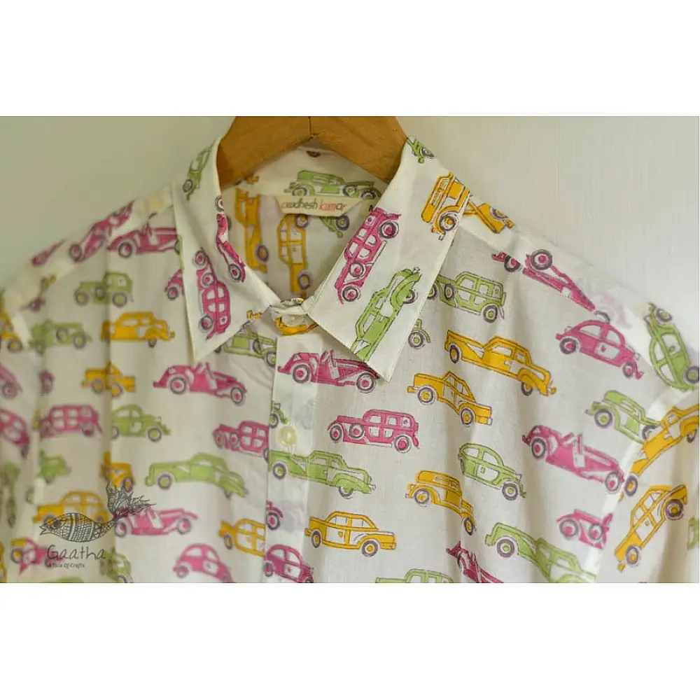 Vintage Car block Printed shirt  