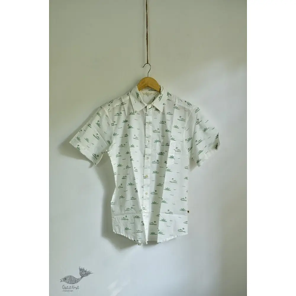Hand block printed Cotton Half Sleeve Shirt