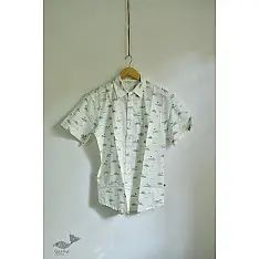 Summer Love | Sanganeri 100% Cotton Half Sleeve Shirt | Boat Print