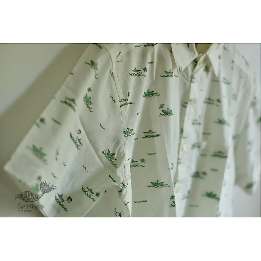 Hand block printed Cotton Half Sleeve Shirt