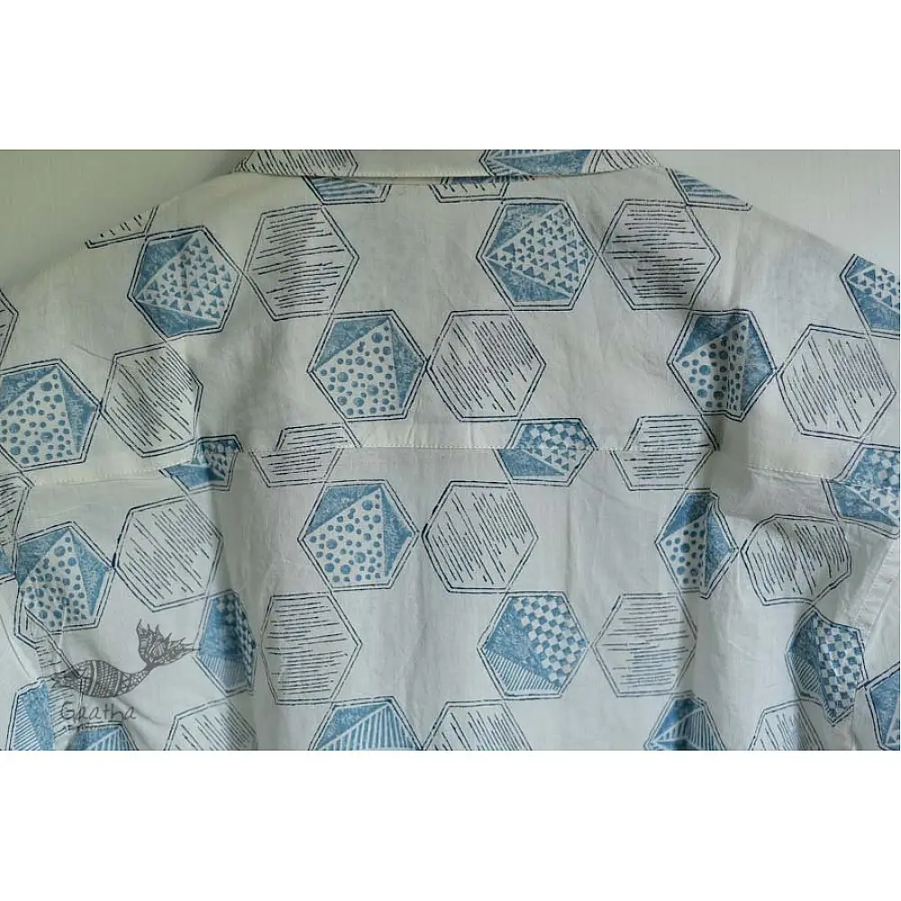 white block printed 100% cotton Half Sleeve Shirt