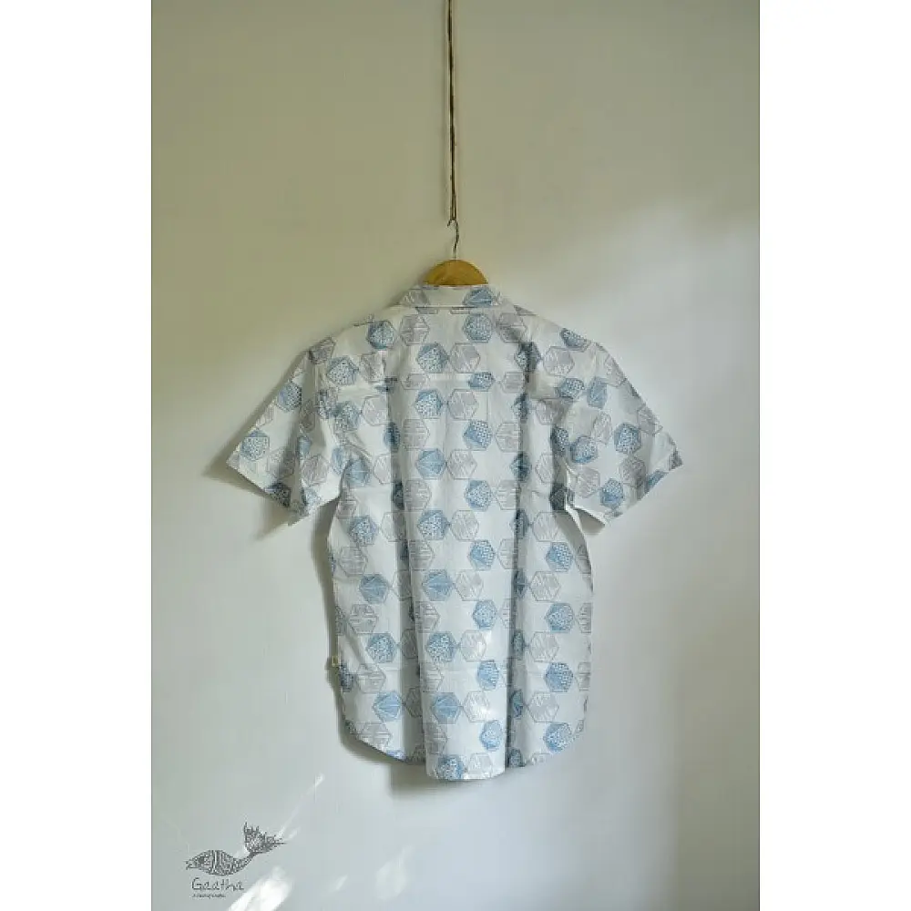 white block printed 100% cotton Half Sleeve Shirt