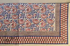 Sanganeri Printed Double Bedsheet  with Pillow Covers - Floral Motif