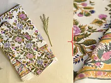 Landscapes Under My Roof | Sanganeri Handblock Printed Double Bedsheet  with Pillow Covers- E