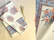 Landscapes Under My Roof | Sanganeri Handblock Printed Double Bedsheet  with Pillow Covers- F