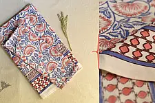 Sanganeri Printed Double Bedsheet  with Pillow Covers - Floral Motif