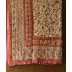 Thaat Baat ~ Jaipuri Light Weight Razai / Quilt - Sanganeri Block Printed for Double Bed - Pink